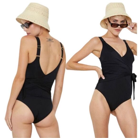 We Are HAH Wrap it Up One piece Swimsuit Black Nwt XS - Picture 1 of 8